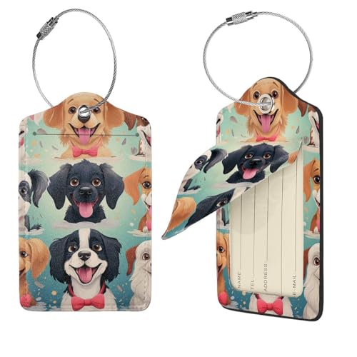 para maletas, PU para maletas con lazo de acero inoxidable, de viaje con dibujos de perros de