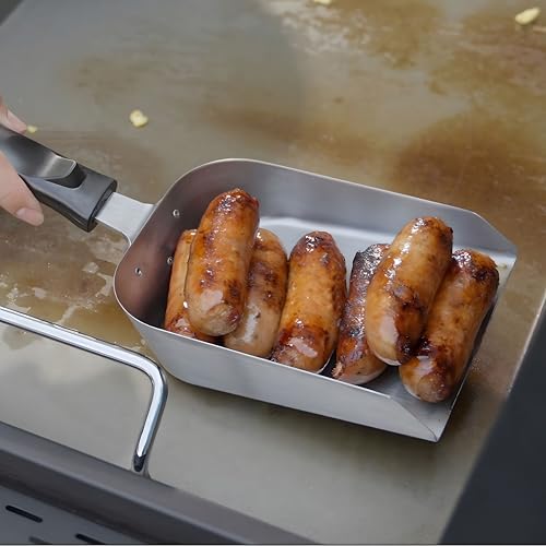 onlyfire Grillschaufel, Edelstahl Schaufel mit Griff, Multifunktional Grillspachtel für Grillplatten, Planchas, Grill, Burger-Smash und Teppanyaki, BBQ Grillwender, Kohleschaufel, 16x12,5cm