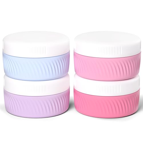 Image of DEPOZA Travel Containers for Toiletries, BPA Free Silicone Cream Jars, TSA Approved, 1.35Oz Leak-Proof Travel Size Containers with Lids for Face, Hand, and Body Cream E29 (4 Pack)