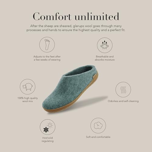 Image of Glerups 100% quality wool mix Slipper with rubber sole - Unisex Slip-on