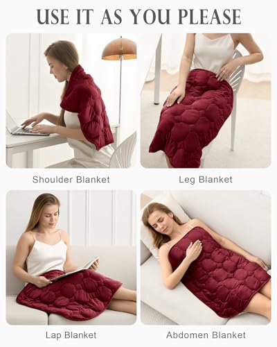 Image of Cottonblue Weighted Lap Blanket Pad 7 lbs 29 inch x 24 inch, Cozy Luxury Crystal Velvet Weighted Blanket for Adults, Small Weighted Blanket Throw All Season for Travel Relaxation Sleeping, Red Heavy Blanket