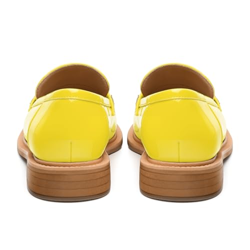 Image of JUSTDANNI Loafers for Women Slip On Shoes with Round Toe 1.2-Inch Low Chunky Block Heel Patent Comfortable Casual Dress Pump Shoes for Wedding Party Work Shopping Dating