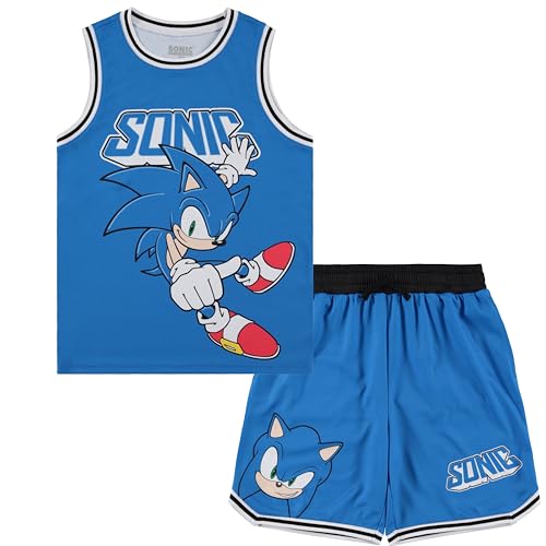 Boys Sonic The Hedgehog Basketball Jersey Shirt and Shorts Clothing Set- Little and Big Boys Sizes 4-20 Navy