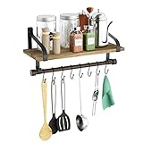 【Praktisch und Multifunktional】 Bewahren Sie alle Ihre Gewürze und Dosen im Holzbrett auf. Kochutensilien und Tassen können mit Haken organisiert werden. Die untere runde Schiene kann auch als Papierhandtuchhalter verwendet werden, wenn die Haken entfernt werden.