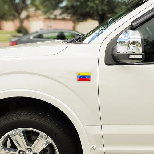 Image of Venezuela Flag Sticker Emblem Venezuelan Decal Car Chrome Flags, 2 Pack, 3 x 2 inches