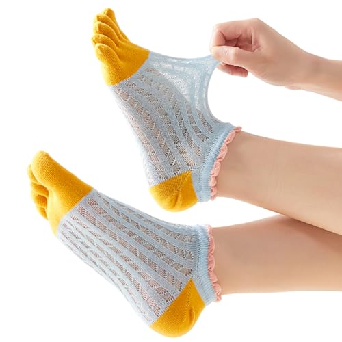 Women Toe Socks Cotton Five Finger Sport Running Socks Low Cut Ankle Socks for Girls Women, 5 Pairs, 4-9