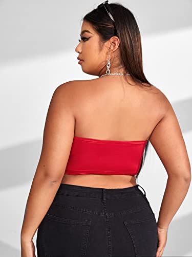 SOLY HUX Women's Plus Size Cut Out Chain Halter Crop Tops Backless Sleeveless Sexy Cami Tops - Image 5