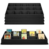 Geetery 4 Pack Card Sorting Tray Black Stackable Sports Card Sorting Trading Dividers 15 Compartment Tray for Organizing(18 x 13 Inches,15 Slot)
