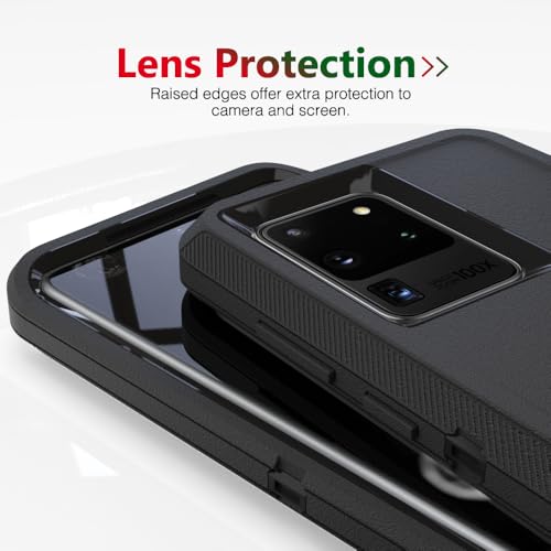 Image of Case for Galaxy S20 Ultra, Heavy-Duty Tough Rugged Shockproof Drop Protective Cover Cases for Samsung Galaxy S20 Ultra, Black
