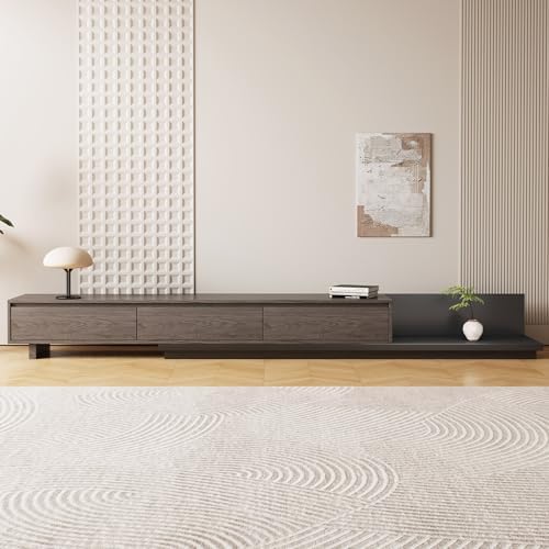 Modern Extendable TV Stand with Storage, Walnut Wood Entertainmen...