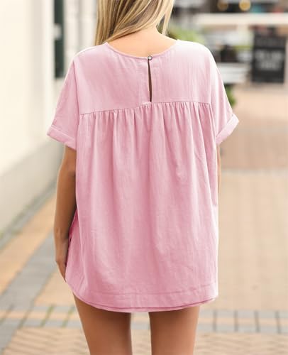 Image of Tankaneo Womens Summer Babydoll Tops Casual Loose Fit Peplum Oversized Tunic Shirts
