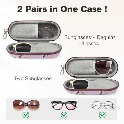 Image of Double Eyeglasses Case, Dual Glasses Sunglasses Organizer with Zipper Closure, Eyewear Storage Box for Men Women Travel