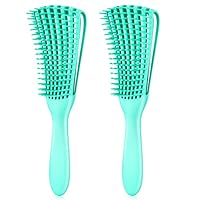 Detangling Brush for Afro/African Hair Textured 3a to 4c Kinky Wavy/Curly/Coily Hair, Knots Detangler Scalp Massage Comb for Women (2 pcs, Green)