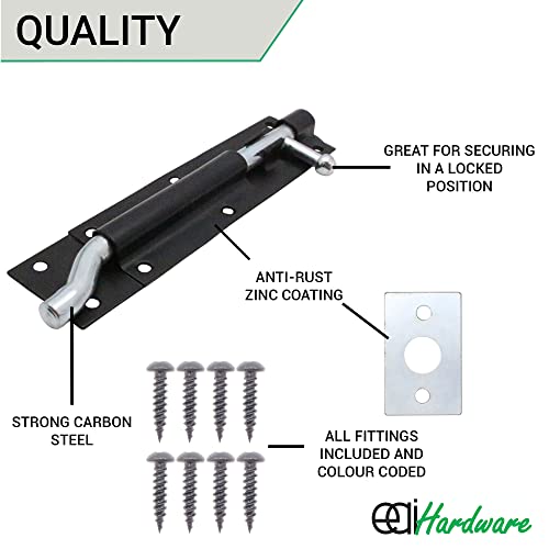 EAI Heavy Duty Necked Tower Bolt, Black, 6 Inch - Image 3