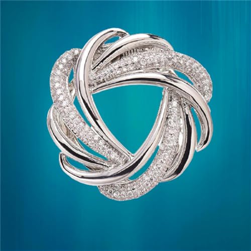 Image of CZ Twist Silk Scarf Clip Slides Brooch Lapel Pin for Women Girls Buckle Holder Wrap Scarf Ring Clasp Holder Tightener for Loose T Shirt Clothing Decoration Accessories Jewelry Party Gift