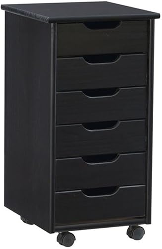 Linon Callie - Armario de almacenamiento de madera con seis cajones, multiusos, color negro