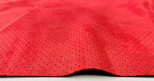 Headliner Doctor, Perforated Faux Suede Upholstery Fabric-Crimson Red-by The Yard