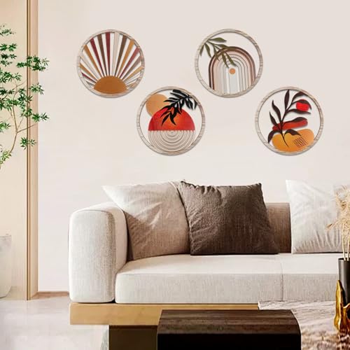 Décor mural bohème bois rond 3D marron YiYa