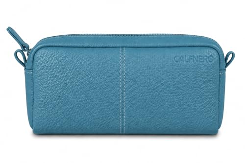 Image of Calfnero Genuine Leather Toiletry Bag for Men & Women | Premium Leather Travel-Pouch | Toiletry Organizer | Cosmetic & Shaving Kit Bag | Unisex Travel Dopp Kit (Torque)