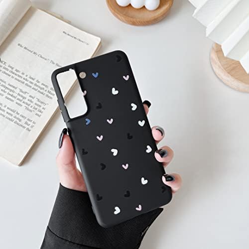 DEFBSC Heart Case For Samsung Galaxy S21 FE, Cute Love-Heart Pattern Phone Case Ultra Slim Soft TPU Bumper Protective Back Cover for Samsung Galaxy S21 FE - Brown