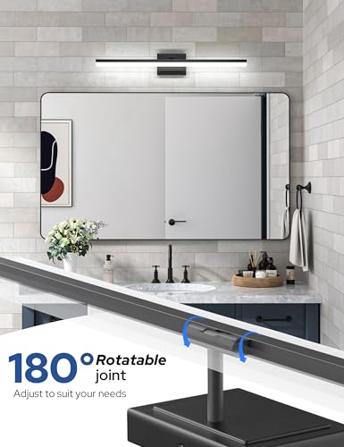 Image of VOLISUN Modern Bathroom Vanity Light 31.5 inch, 28W Dimmable 5CCT Led Bathroom Light Fixture Over Mirror, Black Bar Vanity Light for Bathrooms Mirror Cabinets Bedroom-ETL Certificated