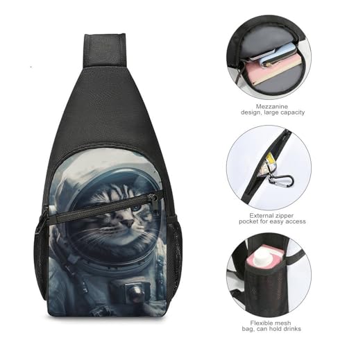 Astronaut Cat Mochila cruzada ligera para senderismo miniatura 5