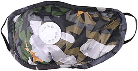 Reusable Filter Outdoor Masks with Respirator Valve Washable Dustmask Camouflage Outdoor Sports Masks Unisex Adult Breathable Face Masks for Pollen Allergy, Running, Cycling (1, Green)