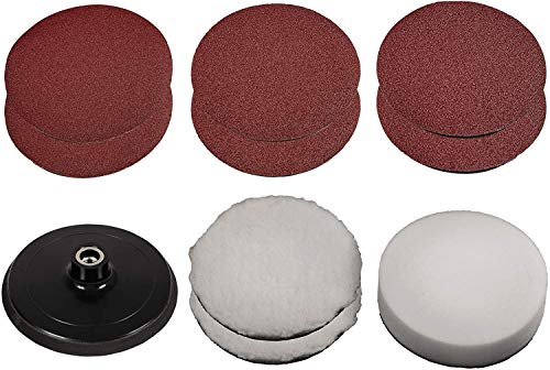 Einhell Polier- und Schleifmaschine CC-PO 1100/150 E (1100 W, 3500 min-1, Ø150 mm Schleifplatte, inkl. 2x Schaumstoffaufsatz, 4x Synthetikpolierhaube, Schleifpapiere 4x K60, 4x K80, 4x K120, Koffer)