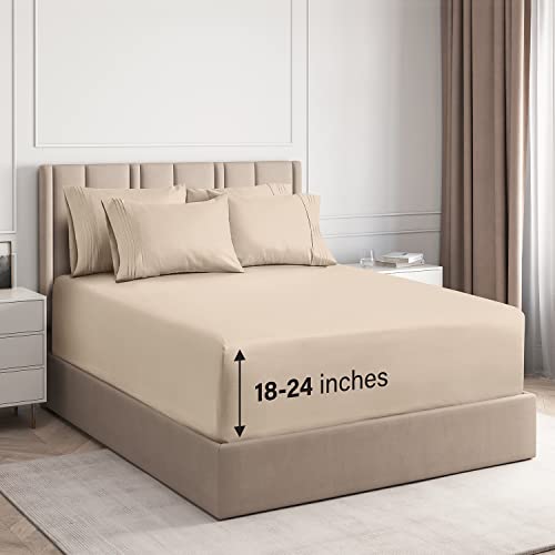 Extra tiefe Spannbetttücher - 6-teiliges Bettlaken-Set King-Size-Bettlaken extra Bettlaken tiefes Kingsize-Spannbetttuch Super und Ultra für Taschen Matratze passt leicht Cover