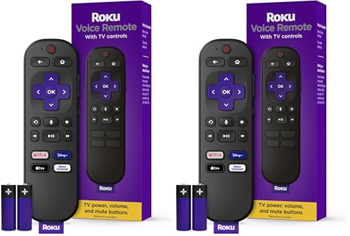 Image of Roku Voice Remote | Replacement TV Remote Control with Voice Control, Simple Setup, & Pre-Set App Shortcuts - Compatible with Roku TV, Players, & Audio Devices (Pack of 2)
