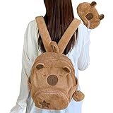 Jubilofex - Mochila de peluche con forma de Capybara con monedero, mochila adorable con colgante y correa ajustable, para mujeres estudiantes de viaje y universidad deportiva