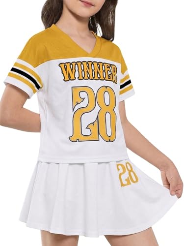 Image of PureChapter Tween Girls 2 Piece Outfits Short Sleeve Tops and Pleated Skirt Set, Cute Pleated Skirt for Girls Size 7-14