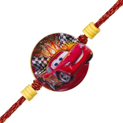 Image of eCraftIndia Cartoon Car Design Rakhi for Kids Girls Boys with Best Bro Ever Fridge Magnet | Raksha Bandhan Fridge Magnet Kids Rakhi for Brother Bhaiya Bhai | Roli Chawal Pack