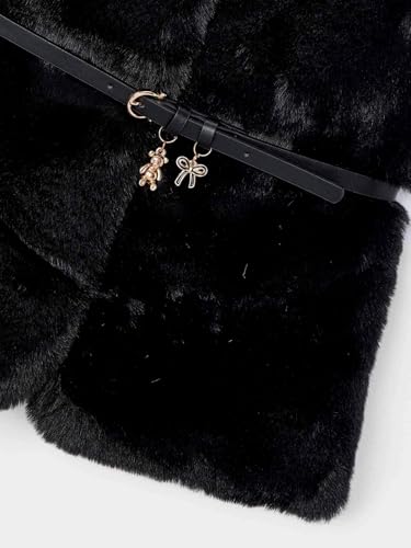 Mayoral Fur Vest with Belt for Girls Black3