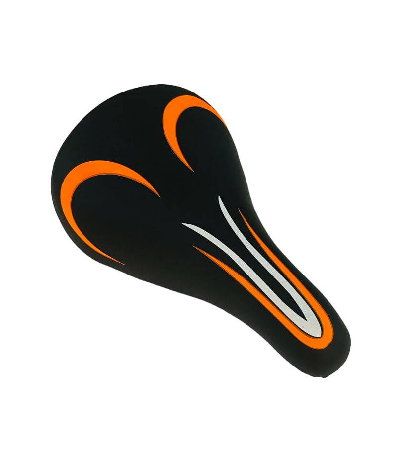 Image of Cycle Kids Seat for Bicycle 14-20 Inch MTB Child Saddle Complete PU Cushion Compatible with 14T 16T 20T Bicycles in Multicolor (Orange)