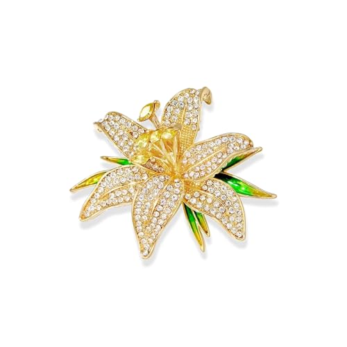 Image of Crystal Flower Brooch Pins for Women Elegant Enamel Rhinestone Floral Brooches Pin Fashion Jewelry for Party Dance Wedding Banquet Brooch for Women Gift