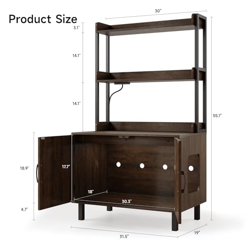 Image of ONBRILL 55 Inches Cat Litter Box Enclosure with 2 Storage Shelves, Brown