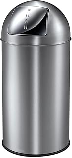 PROREGAL Abfallbehälter mit Pushdeckel & Inneneimer aus Metall | 40 Liter, HxBxT 74x34x34cm | Matt Edelstahl/Silber