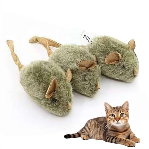 Interactive Cat Toy Mouse, Automatic Squeaky Moving Cat Toys Mice Electronic with Furry Tail, Interactive Cats Toys for Kitten Indoor/Outdoor Exercise