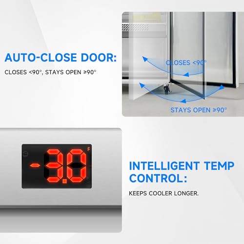 Image of 60 Inch Wide 2-Door Undercounter Freezer, 18 Cubic Ft Commercial Worktop Freezer for Cafe, Bar & Food Service, -8 to -1F Digital Control, ETL, DOE & NSF Certified