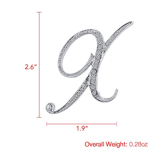 Image of Letter Brooch A-Z 26 Personalized Design Initial Letters Pins Clear Crystal Rhinestone Brooch pin