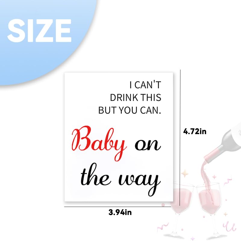 Sisadodo Pregnancy Announcement Wine Bottle Lables I Can't Drink But You Can Babay Announcements Pregnancy Reveal Wine Labels Funny Cogratulations Alcohol Bottle Stickers for Husband Friends 4PCS - Image 2