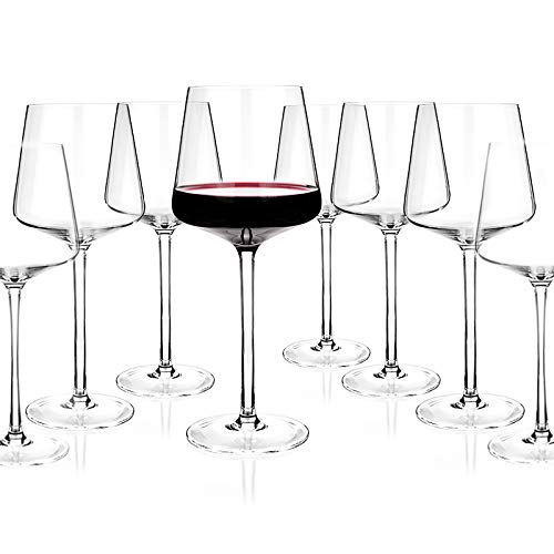 Luxbe - Crystal Wine Glasses 20.5-ounce, Set of 8 - Red or White Wine Large Glasses - 600ml