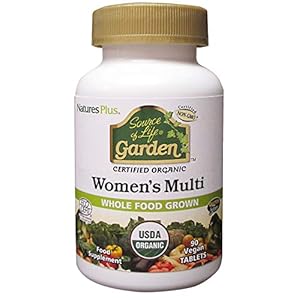 Natures Plus Source of Life Garden Organic Women’s Multivitamin – Pure, Natural Whole Food Ingredients – 90 Vegan Tablets (30 Servings)