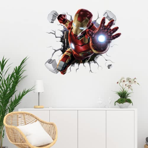Superhero Wall Decals 3D Realistic Cool Wall Sticker Water Proof Self-Adhesive Vinyl For Boys Bedroom Bathroom Nursery Decoration Gift Supplies（15.7Inx19.7In） #TOP7