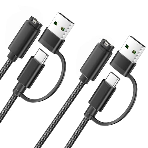 Image of Itramax 2-in-1 USB-A Charging Cable for Garmin 4FT 2Pack,Data Charger Cord for Fenix 8 7 6 5 Plus,Approach S70 S62 S60 S42 S40 G12,Vivomove 3 3S,Quatix 8 7,Tactix 7 Pro,Vivosmart 5,Swim 2