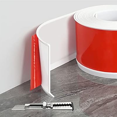 FOSLUOC Flexible Baseboard Molding Trim, 4 Inch x 20 Feet White Self-Adhesive Vinyl Wall Base Cove Base, Peel and Stick Rubber Wall Base Moulding Trim