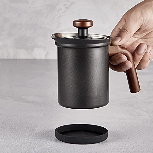 NC Manueller Milchaufschäumer, Edelstahl, Hand-Milchaufschäumer, Handpumpe, Milchschäumer mit Filtersieb, 200 ml, für… – Bild 3