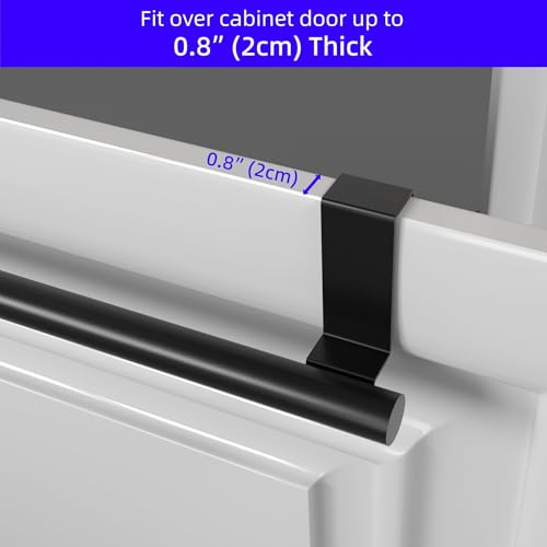 Image of Cabinet Door Towel Bar, Kitchen Towel Holder, Matte Black 2 Pack | Extended Anti-Slip Arm, EVA Scratch Guard Pads, No-Drill Install, Stainless Steel Dish Towel Holder, Kitchen Towel Rack