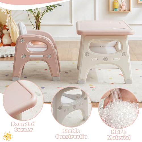 Image of GITAWUSA Kids Table and 2 Chairs Set, Large Built-in Storage, Montessori Toddlers Table and Chairs Set, Kids Activity Table for Drawing Dining Playing, CPSC & ASTM Approved, Pink